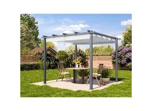 4064108132335 - PRIMEYARD 3x3m Pergola in Perlgrau  mit Sonnensegel in Stone - (400100)