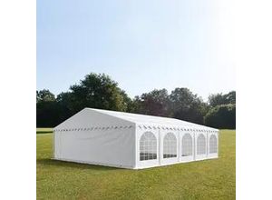 4260409146273 - Intent24 - Festzelt Partyzelt 8x10 m feuersicher premium hochwertige pvc Plane 750 n in weiß 100% wasserdicht mit Bodenrahmen - weiß