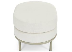 3663935040717 - NV GALLERY Outdoor Pouf FLORENTINO - Garten-Pouf Stoff in Cremeweiß & Metall in Taupe - Weiß   Beige