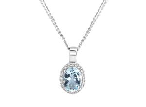 4006046373616 - Kette mit Anhänger DIAMONDS BY ELLEN K Weißgold 585 echtem Aquamarin und 20 Diamanten zus 009ct Halsketten Gr 42 45cm Gold Länge 45 cm blau Damen