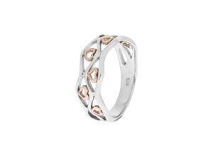 4006046344913 - Fingerring ZEEME Silber 925 zweifarbig mit Herz-Motiven Fingerringe Gr 016 (505) Silber 925 (Sterlingsilber) rot Damen 4006046344913 - Fingerring ZEEME Silber 925 zweifarbig mit Herz-Motiven Fingerringe Gr 016 (505) Silber 925 (Sterlingsilber) rot Damen