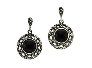 4006046222518 - Paar Ohrhänger ZEEME Silber 925 oxydiert mit schwarzem Achat 8mm Ohrringe Gr ONE-SIZE Silber 925 (Sterlingsilber) schwarz (schwarz schwarz) Damen 4006046222518 - Paar Ohrhänger ZEEME Silber 925 oxydiert mit schwarzem Achat 8mm Ohrringe Gr ONE-SIZE Silber 925 (Sterlingsilber) schwarz (schwarz schwarz) Damen