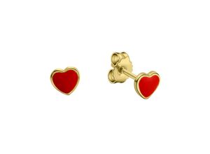 4006046208604 - Paar Ohrstecker ZEEME Gold 333 Motiv Herz Ohrringe Gr ONE-SIZE Gold gelb (gelb rot) Zeeme