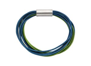 4006046208321 - Zeeme Stainless Steel Armband Leder 9-reihig türkis mit Magnetverschluß aus Stahl 19cm lang