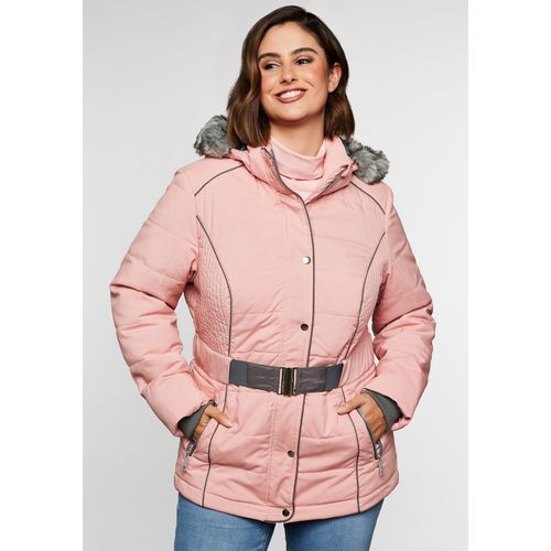 4063135931348 - Große Größen Steppjacke mit Gürtel Kapuze und Reißverschluss pastellrosé Gr50