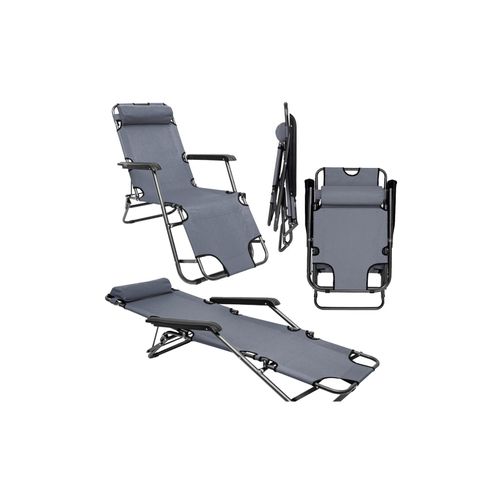 4057216005462 - - Campingstuhl Liegestuhl Freizeitliege Sonnenliege Strandliege Campingliege Klappliege Liege 153cm Grau - grau
