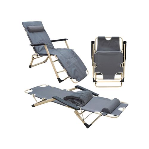 4057216039092 - Campingstuhl Liegestuhl AMA-YU-98 XL Grau 178x65x88 cm incl Auflage 4057216039092 - Campingstuhl Liegestuhl AMA-YU-98 XL Grau 178x65x88 cm incl Auflage