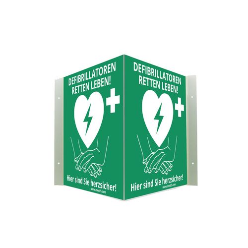4260301053655 - Defibrillator Standort-Winkelschild B 450 x H 200 mm fluoreszierend 4260301053655 - Defibrillator Standort-Winkelschild B 450 x H 200 mm fluoreszierend