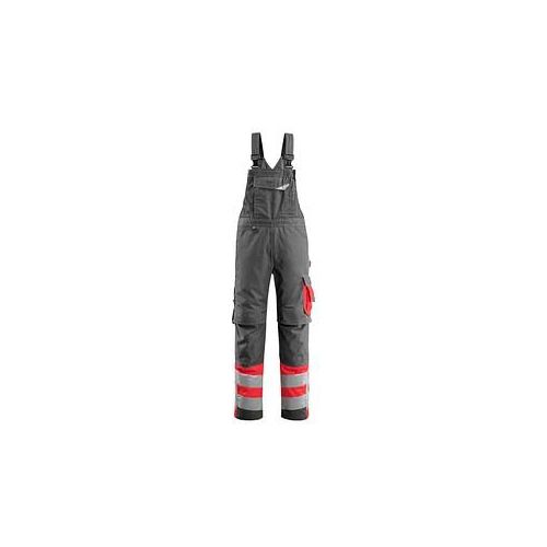 5711074290987 - MASCOT® unisex Warnschutz-Latzhose Sunderland dunkelanthrazit rot Größe 44