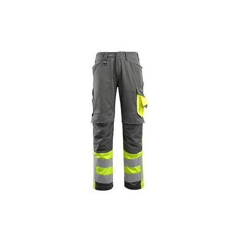 5711074293841 - MASCOT® unisex Warnschutzhose Leeds dunkelanthrazit gelb Größe 23