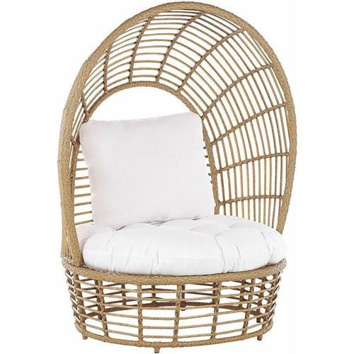 4251682260572 - Beliani - Korbsessel Beige aus Rattan   Metall mit Kissen Indoor   Outdoor Garten Lounge Terrasse Patio Balkon Wohnzimmer Schlafzimmer Modernes Design