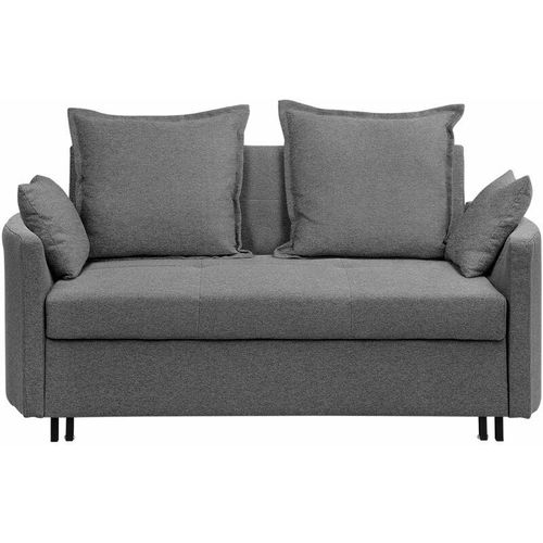 4251682219587 - Beliani - Sofa Grau Polsterbezug 2-Sitzer Schlaffunktion Modern Zierkissen Wohnzimmer - Schwarz