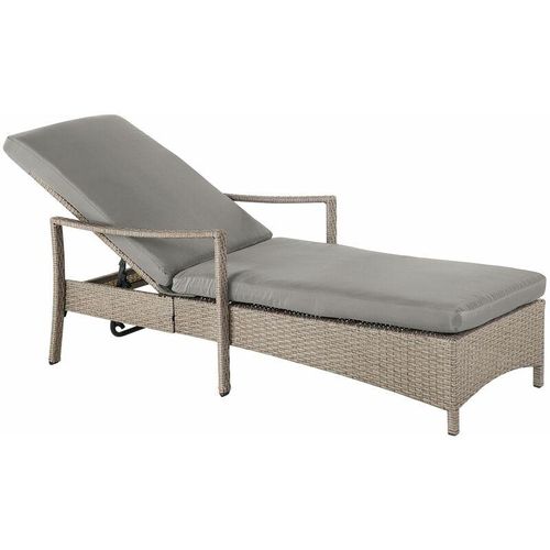 4260580936045 - Beliani - Rattanliege Gartenliege Sonnenliege Verstellbar Taupe mit Auflage Grau Vasto - Grau