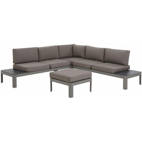 4251682247627 - Beliani - Lounge Set Grau 5-Sitzer Polyester Aluminium inkl Auflagen mit Hocker Garten Terrassemöbel Outdoor Modernes Design - Grau