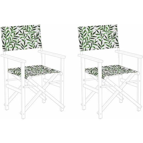 4251682274357 - Beliani - Stoffbezüge für Gartenstühle 2er Set Weiß Grün aus Polyester mit Blattmuster Gartenausstattung Outdoor Garten Accessories - Grün