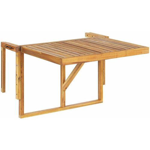 4251682267335 - Beliani - Balkonhängetisch Akazienholz Hellbraun 60 x 40 cm Höhenverstellbar Balkontisch Balkon Terrasse Balkonmöbel - Heller Holzfarbton