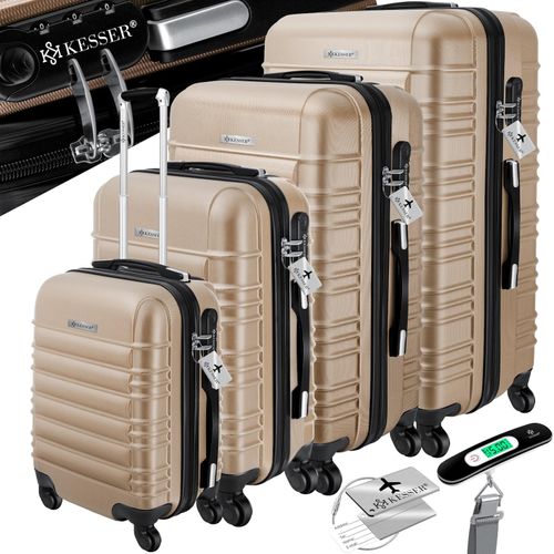 4260635557836 - KESSER® 4tlg Hartschalenkofferset Hartschalenkoffer Reisekoffer Set Reisekofferset Trolley Koffer Inkl Kofferwaage + Gepäckanhänger Rollkoffer Schloss 4 Rollen ABS-Hartschale Teleskopgriff S-M-L-XL