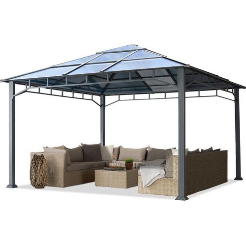 4064108055962 - Intent24 - Gartenpavillon 4x4 m Aluminium Gestänge Polycarbonat Dach ca 8 mm Pavillon Gartenzelt ohne Seitenteile - loft grey