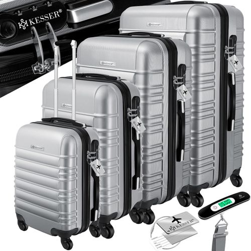 4260635557850 - KESSER® 4tlg Hartschalenkofferset Hartschalenkoffer Reisekoffer Set Reisekofferset Trolley Koffer Inkl Kofferwaage + Gepäckanhänger Rollkoffer Schloss 4 Rollen ABS-Hartschale Teleskopgriff S-M-L-XL 4260635557850 - KESSER® 4tlg Hartschalenkofferset Hartschalenkoffer Reisekoffer Set Reisekofferset Trolley Koffer Inkl Kofferwaage + Gepäckanhänger Rollkoffer Schloss 4 Rollen ABS-Hartschale Teleskopgriff S-M-L-XL