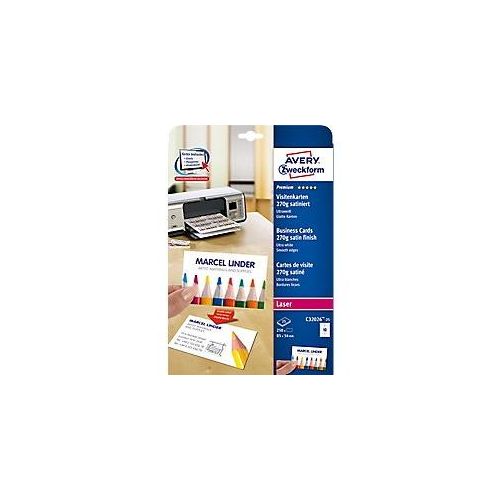 4004182029602 - C32026-25 Bedruckbare Visitenkarten glatte Kanten 85 x 54 mm Ultra-Weiß 250 St Papierformat DIN A4