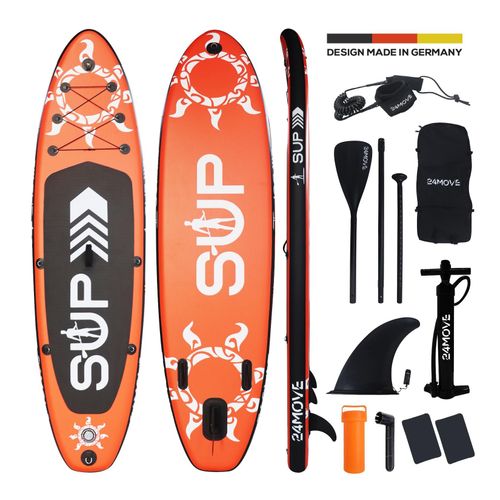 4099799000373 - 24MOVE® Standup Paddle Board SUP inkl umfangreichem Zubehör Paddel und Hochdruckpumpe ROT 366x80x15cm 4099799000373 - 24MOVE® Standup Paddle Board SUP inkl umfangreichem Zubehör Paddel und Hochdruckpumpe ROT 366x80x15cm