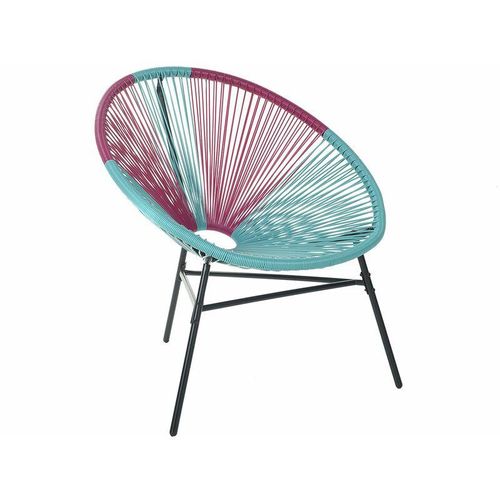 4260624113739 - Beliani - Balkonstuhl Türkis Rosa Polyrattan Spaghetti-Optik Modern Mexikanischer Stil Outdoor Balkon Terrasse Garten Möbel - Schwarz