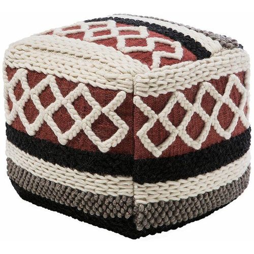 4260602375722 - Beliani - Pouf Bunt Wolle Baumwolle Dekomuster Sitzpouf Boho-Stil - Braun