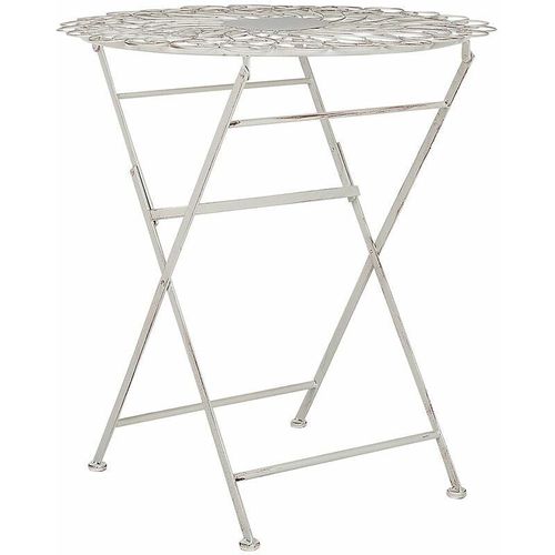 4255664820259 - Beliani - Balkontisch Cremeweiß Eisen ø 70 cm Rund Französisch Romantisch Antik-Optik für 2 Personen Garten Outdoor Terrasse Ausstattung Möbel - Weiß