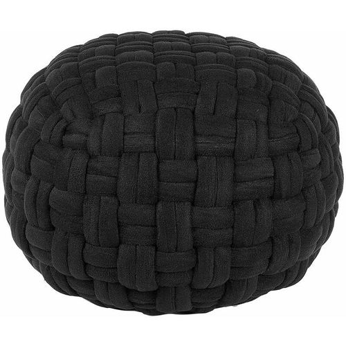 4251682281096 - Beliani - Pouf Schwarz Samtstoff 45 x 35 cm Rund Wohnzimmer Salon Kinderzimmer Schlafzimmer Elegant Modernes Design - Schwarz