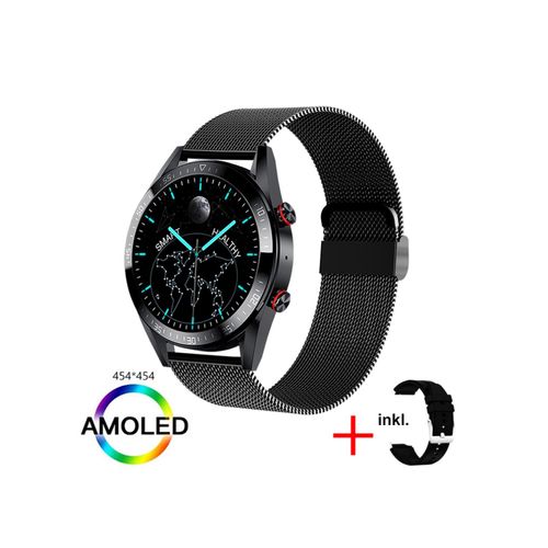 4066708521113 - TPFNet Smart Watch Fitness Tracker IP67 - Milanaise Armband + Silikon Armband - Android & IOS - Schwarz 4066708521113 - TPFNet Smart Watch Fitness Tracker IP67 - Milanaise Armband + Silikon Armband - Android & IOS - Schwarz