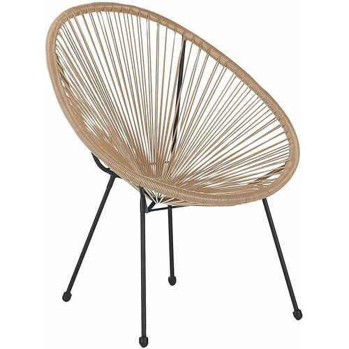 4251682268400 - Beliani - Gartenstuhl Natürlich Polyrattan Spaghetti-Optik Modern Mexikanischer Stil Outdoor Balkon Terrasse Garten Möbel - Schwarz