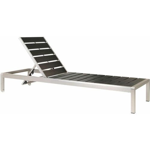 4255664826275 - Beliani - Gartenliege Schwarz Kunstholz und Aluminium Verstellbar Modern Terrasse Balkon Ausstattung Möbel - Silber