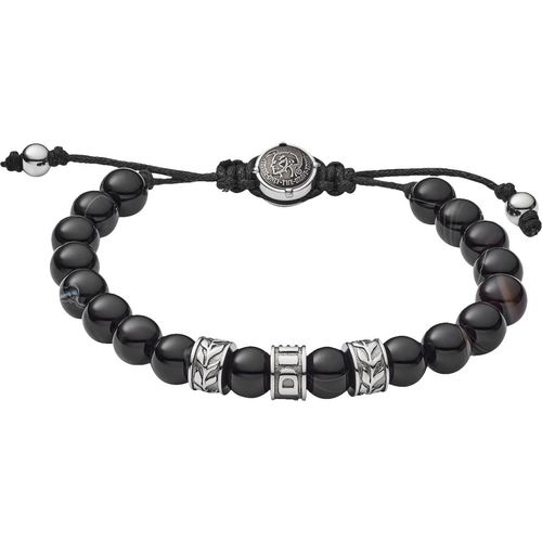 4053858972117 - Armband DIESEL Schmuck Edelstahl Armschmuck Beadarmband Armbänder Gr Edelstahl schwarz (edelstahlfarben schwarz) mit Achat