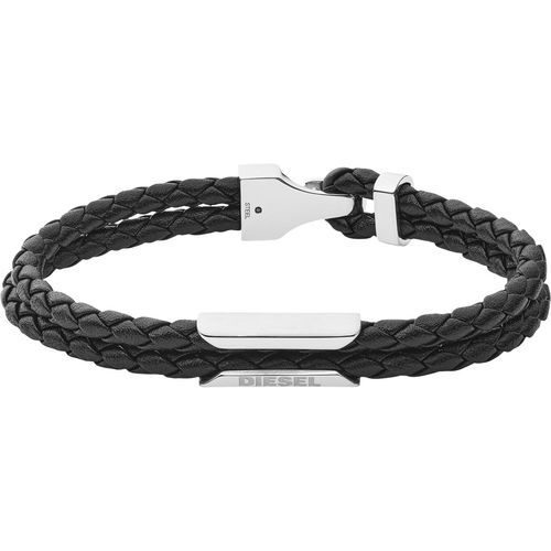 4048803105498 - Armband DIESEL Schmuck Edelstahl Armschmuck Lederarmband Armbänder Gr Edelstahl-Leder schwarz (edelstahlfarben schwarz)