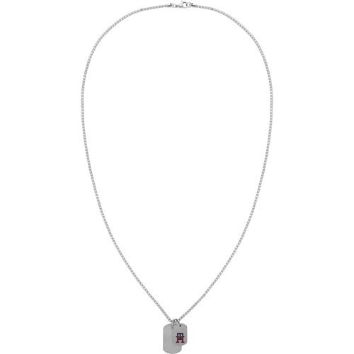 7613272492706 - Kette mit Anhänger TOMMY HILFIGER Schmuck Edelstahl Halsschmuck Venezianerkette Halsketten Gr Edelstahl Länge 61 cm Breite 2 mm bunt (edelstahlfarben dunkelblau dunkelrot) Herren Ketten mit Anhänger