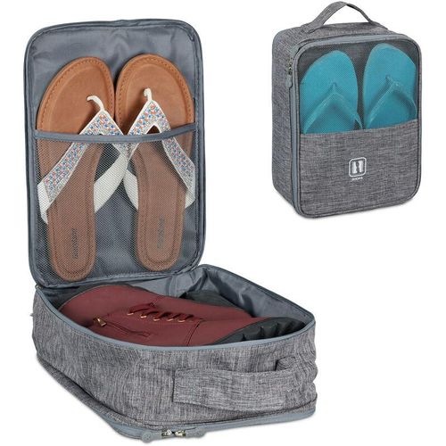 4052025308650 - Schuhtasche Reise für Trolley Transport Schuhe Slipper Sneaker Schuhaufbewahrung HxBxT 30x23x14 cm grau - Relaxdays