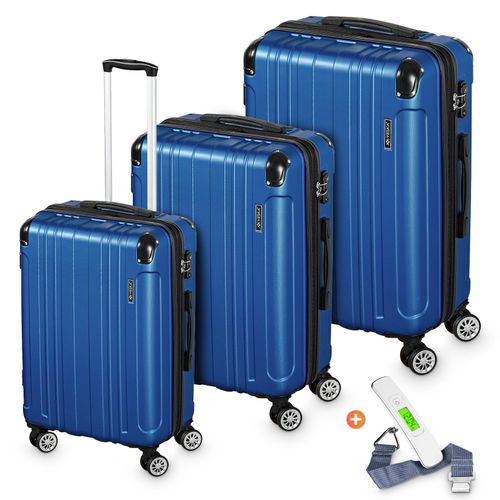 4054748019172 - Veska Hartschalenkoffer Kofferset Madrid 3 teilig mit TSA Zahlenschloss 4 Rollen ABS-Hartschale Reisekoffer Trolley Rollkoffer Koffer - königsblau