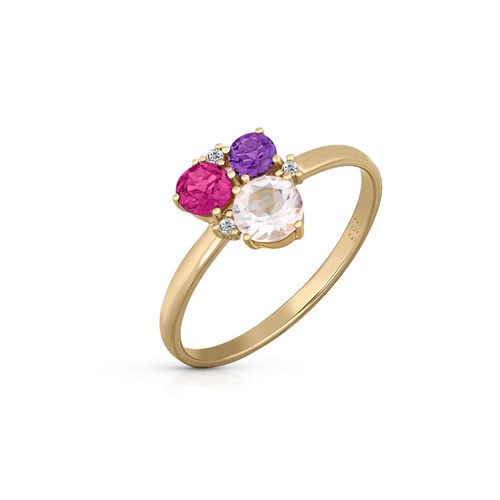 4006046347136 - Orolino Ring Gold 585 mit Rosaquartz Amethyst Rhodolith Brillant