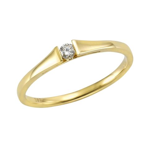 4006046343831 - Fingerring 585 Gold Brillant 008ct Fingerringe Gr 052 (166) 008 ct SI = kleine Einschlüsse Gold gelb (gelb weiß) Damen Fingerringe