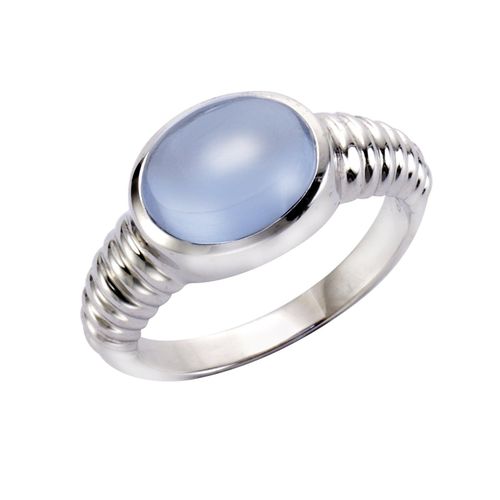 4006046257749 - Fingerring 925 Silber rhodiniert Quarz blau (beh) Fingerringe Gr 052 (166) Silber 925 (Sterlingsilber) weiß (weiß hellblau) Damen Fingerringe