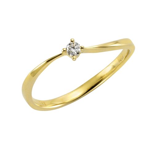 4006046378161 - Fingerring 585 Gold Brillant 007ct Fingerringe Gr 060 (191) 007 ct SI = kleine Einschlüsse Gold gelb (gelb weiß) Damen Fingerringe