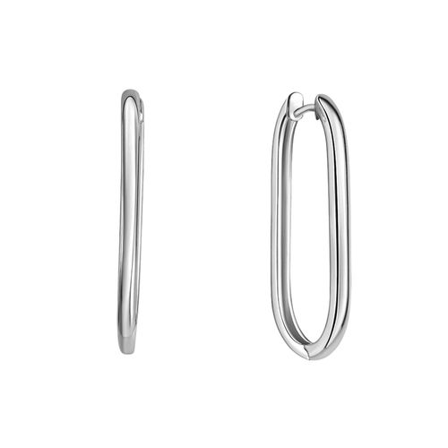 4006046391009 - Paar Creolen ZEEME Silber 925 rhodiniert oval 31mm lang Ohrringe Gr ONE-SIZE Silber 925 (Sterlingsilber) weiß Damen