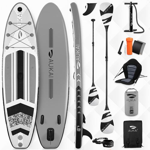 4054748018540 - Stand Up Paddle Board AUKAI Pro mit Kajak-Sitz grau 4054748018540 - Stand Up Paddle Board AUKAI Pro mit Kajak-Sitz grau