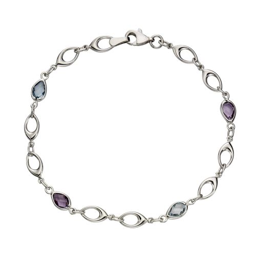 4006046233996 - Armband FASCINATION BY ELLEN K 375 Gold mit Blautopas (beh) und Amethyst Armbänder Gr 19cm Gold weiß Damen Armbänder Silber