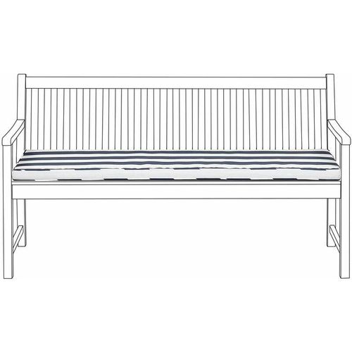 4251682232166 - Beliani - Auflage für Gartenbank 160 cm Marineblau gestreift Polyester mit Befestigungsbändern und Reißverschluss Gartenausstattung Sitzkissen 4251682232166 - Beliani - Auflage für Gartenbank 160 cm Marineblau gestreift Polyester mit Befestigungsbändern und Reißverschluss Gartenausstattung Sitzkissen