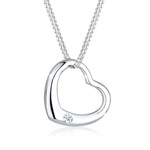 4050878494339 - Collierkettchen ELLI DIAMONDS Herz Liebe Romantik Diamant (003 ct) 925 Silber Halsketten Gr 45 0006 carat ct mit Diamanten Silber 925 (Sterlingsilber) Länge 45 cm weiß (weiß weiß) Damen Colliers