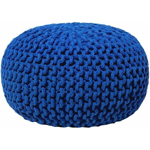 4260580921492 - Beliani - Pouf Kobaltblau 100% Baumwolle Rund ⌀ 40 cm Elegant Modern