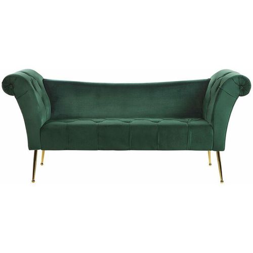 4251682242448 - Beliani - Chaiselongue Grün goldene Beine Universal mit Samtbezug und Metallfüßen für Wohnzimmer Schlafzimmer Salon Flur Klassisch Retro Modern