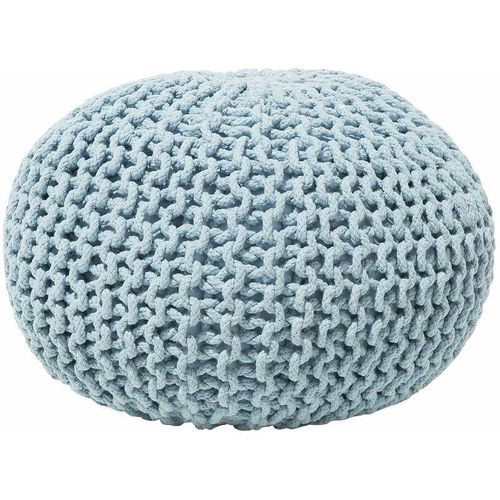 4260580922390 - Beliani - Pouf Hellblau 100% Baumwolle Rund ⌀ 50 cm Elegant Modern