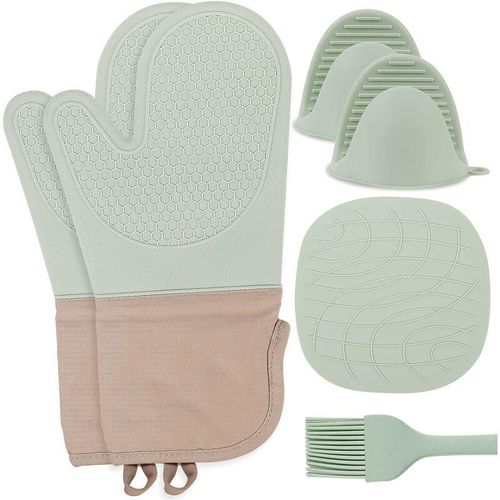 6094253566004 - Kinsi - Hitzebeständige Handschuhe hitzebeständige Silikon-Ofenhandschuhe – 6 Stück (Mintgrün)